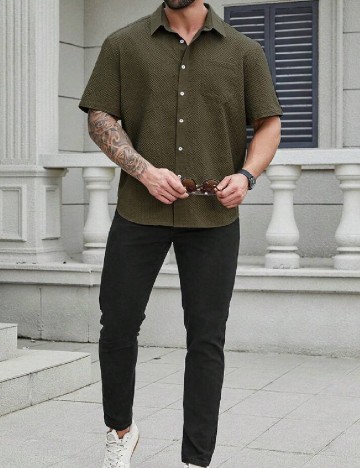 Camasa SHEIN Plus Size Men, verde