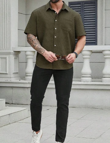 Camasa SHEIN Plus Size Men, verde