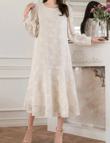 Rochie medie Dazy, crem