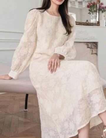 Rochie medie Dazy, crem