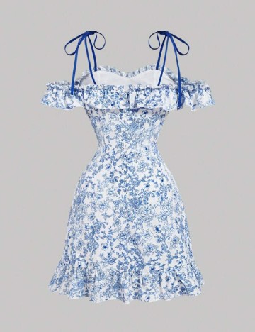 Rochie scurta SHEIN, alb/albastru