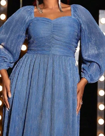 Rochie lunga Toleen Plus Size, albastru