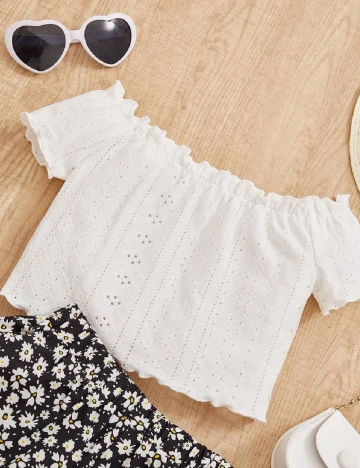 Compleu Shein Kids, alb/negru Alb