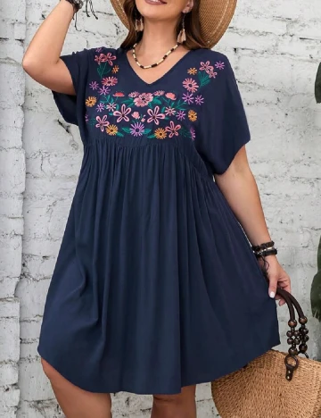Rochie scurta Emery Rose Curve, albastru