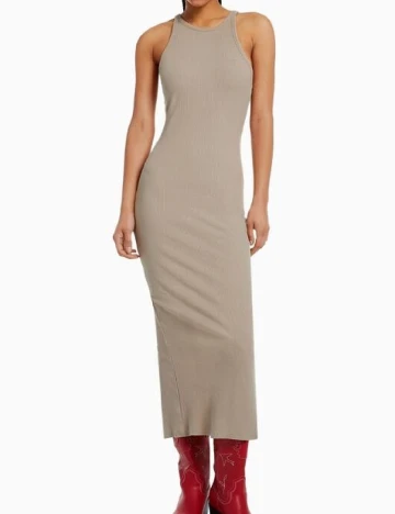 Rochie lunga Bershka, bej Crem