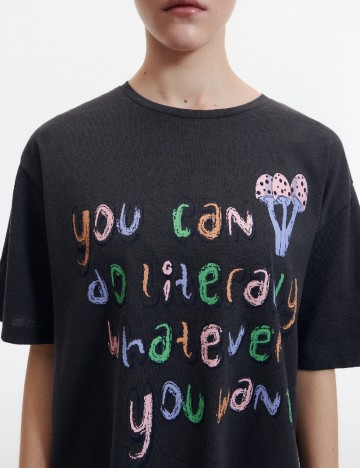 Tricou Oversize Reserved, gri inchis