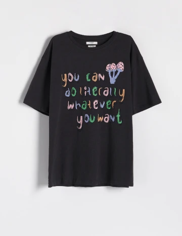 Tricou Oversize Reserved, gri inchis