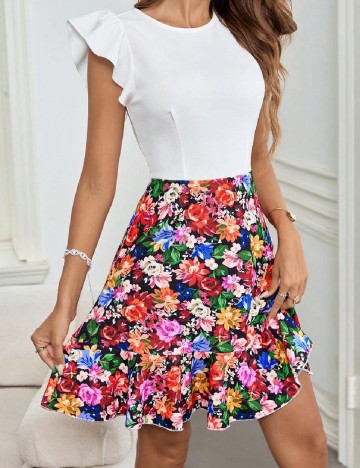 Rochie scurta SHEIN, floral print