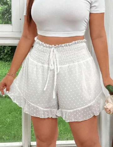 Pantaloni scurti SHEIN CURVE, alb