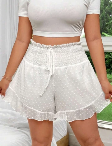 Pantaloni scurti SHEIN CURVE, alb