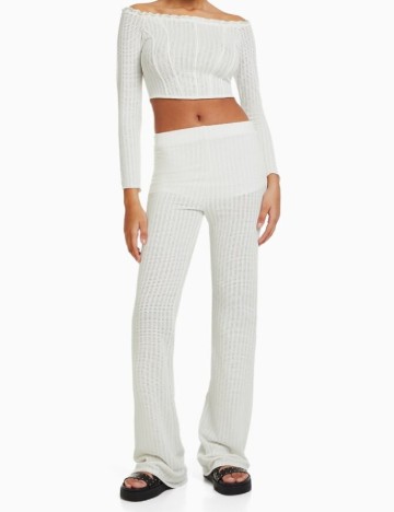 Pantaloni Bershka, alb