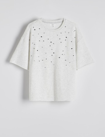 Tricou Oversize Reserved, gri deschis