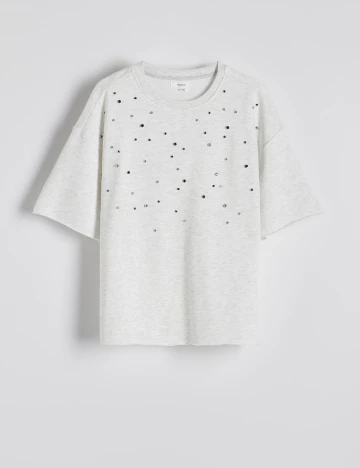 Tricou Oversize Reserved, gri deschis