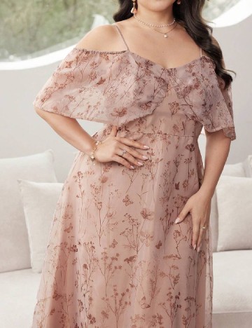 Rochie medie SHEIN CURVE, maro deschis