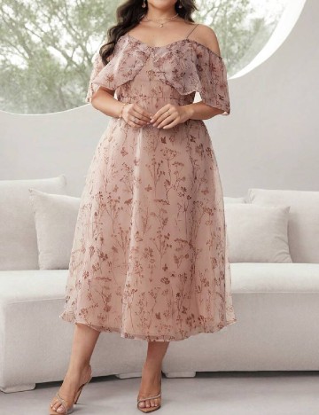 Rochie medie SHEIN CURVE, maro deschis