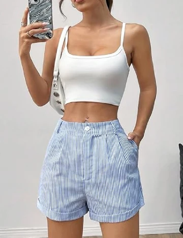 Pantaloni scurti SHEIN, albastru/alb