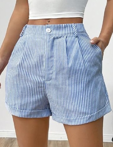 Pantaloni scurti SHEIN, albastru/alb