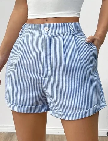 Pantaloni scurti SHEIN, albastru/alb