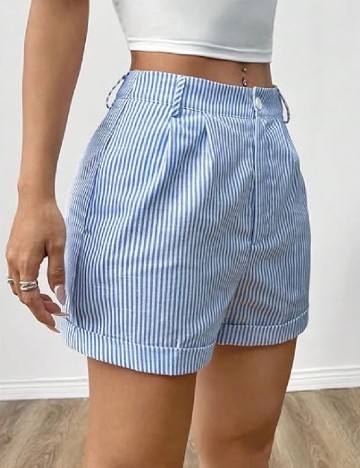 Pantaloni scurti SHEIN, albastru/alb