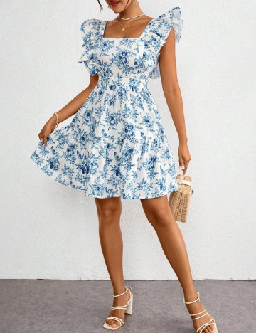 
						Rochie scurta SHEIN, alb/albastru
