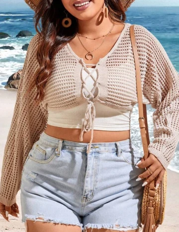 Bolero SHEIN CURVE, crem