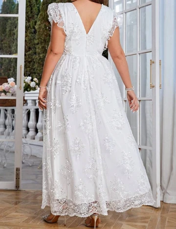 Rochie lunga Simplee Plus Size, alb
