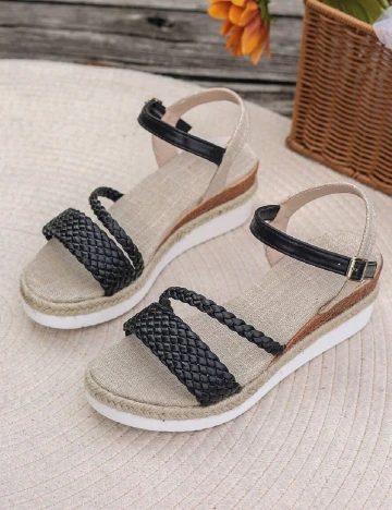 Sandale SHEIN, negru/crem