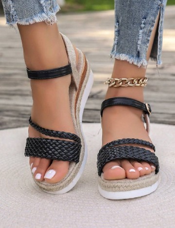 Sandale SHEIN, negru/crem