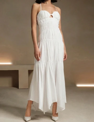 Rochie lunga Anewsta, alb Alb