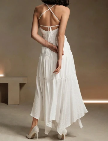Rochie lunga Anewsta, alb Alb