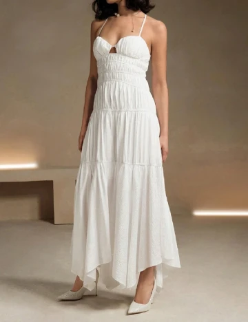 Rochie lunga Anewsta, alb Alb