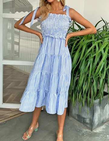 Rochie medie SHEIN, albastru/alb
