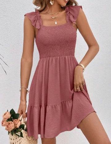 Rochie scurta SHEIN, roz pudra inchis