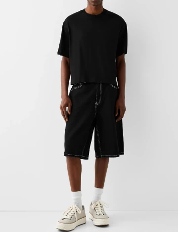 Pantaloni scurti Bershka, negru Negru