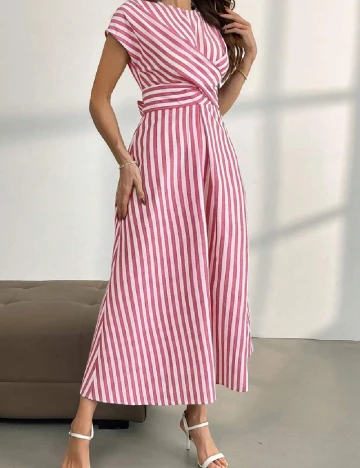 Rochie lunga SHEIN, alb/rosu