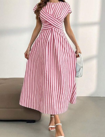 Rochie lunga SHEIN, alb/rosu