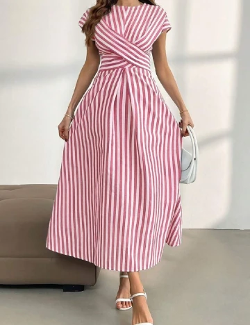 Rochie lunga SHEIN, alb/rosu