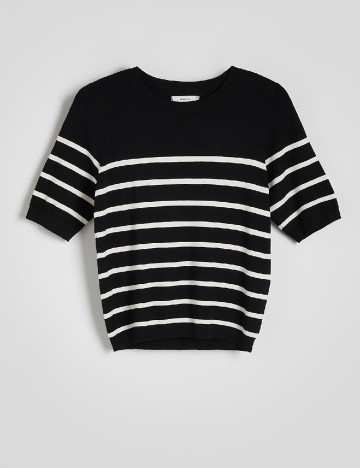 Tricou Reserved, negru/alb