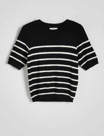 Tricou Reserved, negru/alb