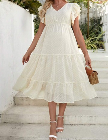 Rochie medie SHEIN Maternity, crem