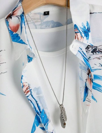 Compleu SHEIN, alb/albastru