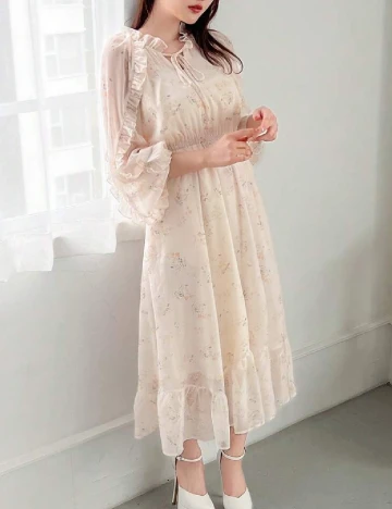 Rochie medie Friful, crem Crem