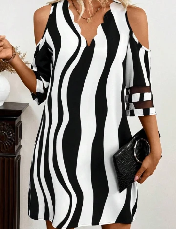 Rochie scurta SHEIN, alb/negru