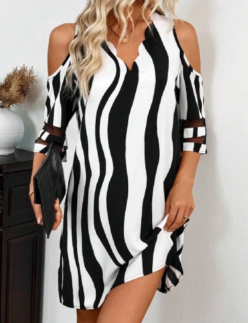 Rochie scurta SHEIN, alb/negru