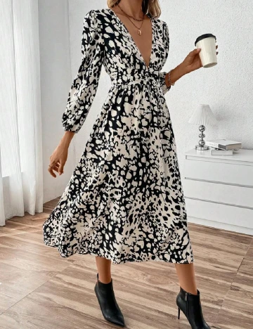 Rochie medie SHEIN, alb/negru