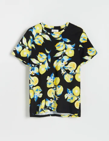 Tricou Reserved, negru/galben Negru