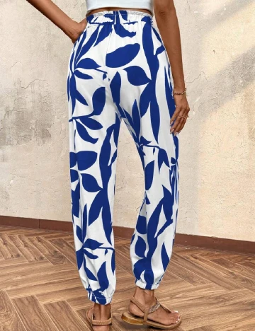 Pantaloni SHEIN, alb/albastru