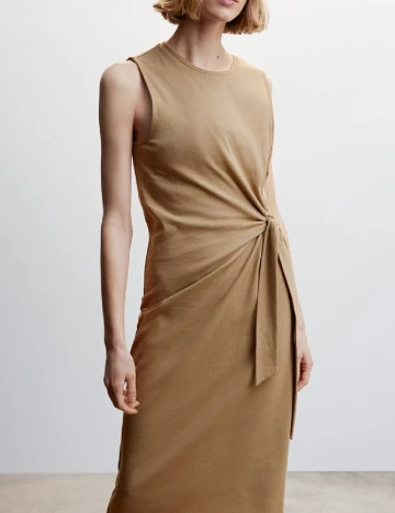 Rochie medie Mango, maro deschis