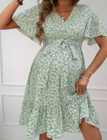 Rochie scurta SHEIN Maternity, verde