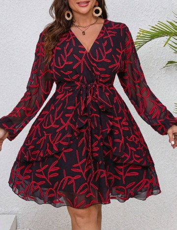 Rochie scurta SHEIN CURVE, negru/rosu